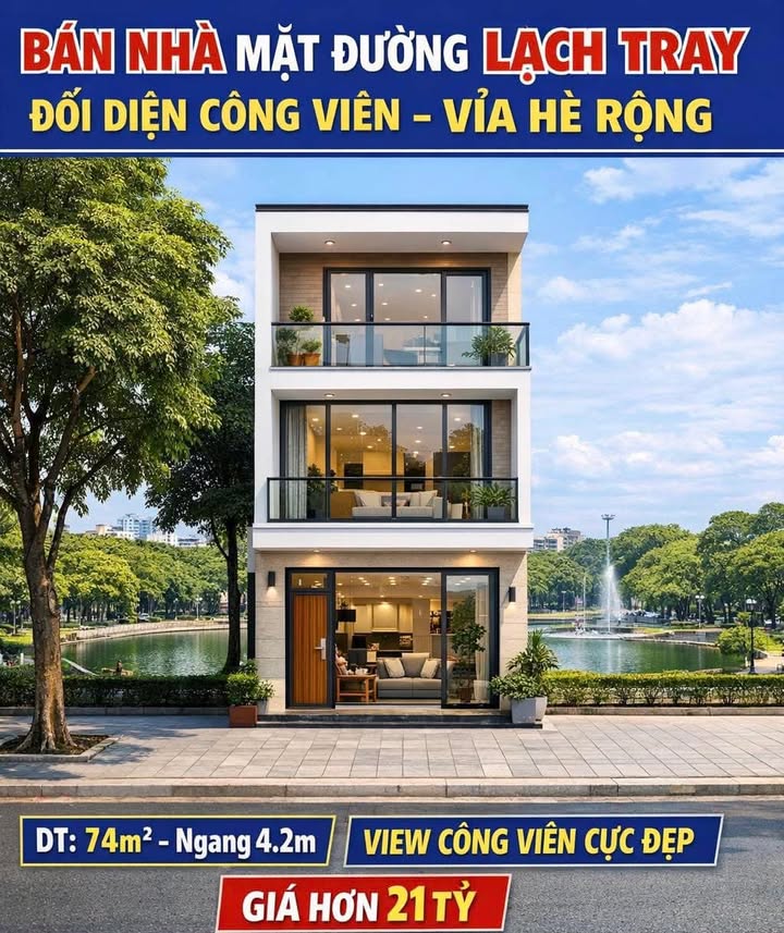 Nhà 2 Tầng Mặt Đường Lạch Tray, Hải Phòng - Giá 21 tỷ - View Công Viên Đẹp!