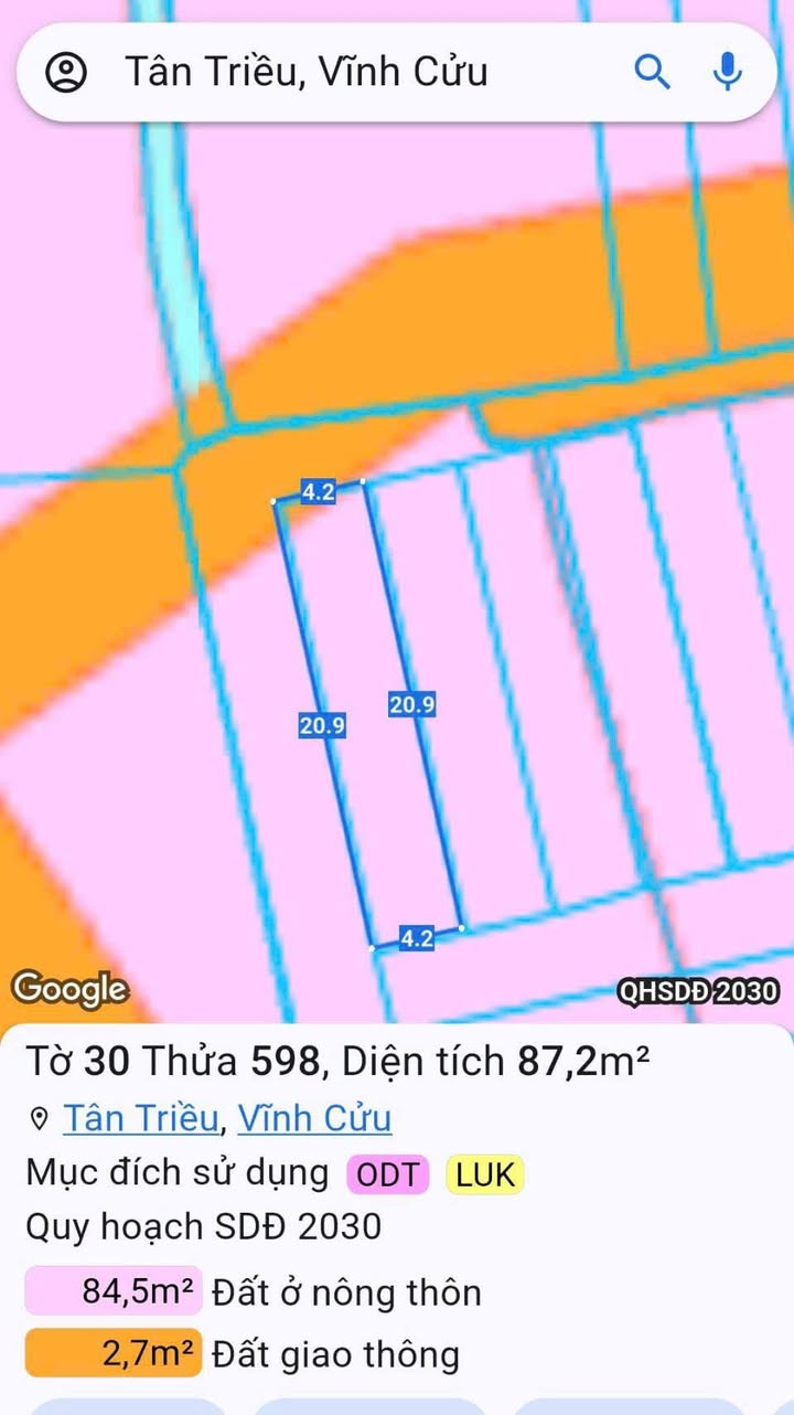 Đất nền chính chủ Phường Tân Triều 175m² giá 1.8 tỷ - Sổ đỏ riêng biệt