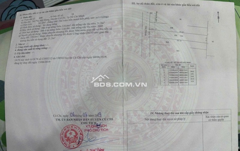 Đất nền xã Phú Mỹ Hưng huyện Củ Chi 241.8m² giá rẻ - Cơ hội tốt trước Tết!