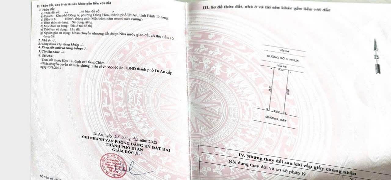 Đất nền Phường Đông Hòa, Dĩ An 150m² giá 5 tỷ - Sổ đỏ chính chủ!