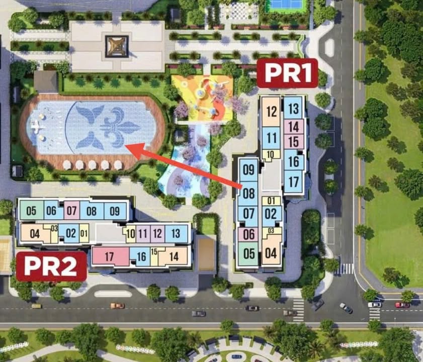 Căn hộ chung cư Toà Pr1, Huyện Văn Giang, 74m² giá 5 tỷ - View bể bơi tuyệt đẹp!