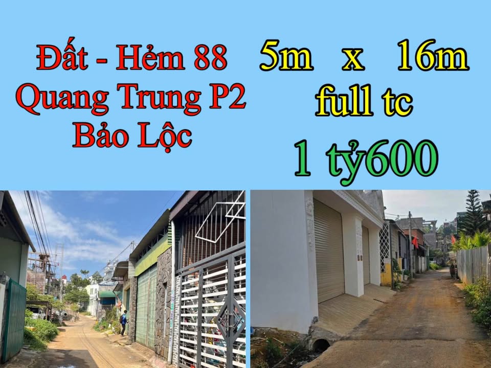 Đất nền Hẻm 88 Quang Trung, Bảo Lộc 80m² chỉ 1.6 tỷ - Giá tốt hiếm có!