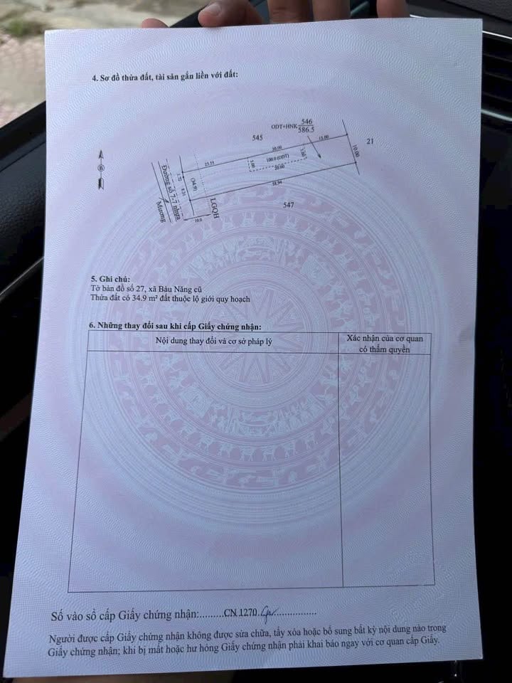 Đất nền Bàu Năng 580m² giá 725 triệu - Sổ hồng chính chủ