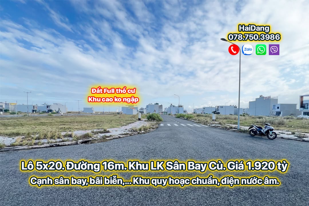 Đất nền Khu LK SÂN BAY Củ, Tuy Hoà 100m² giá 1.92 tỷ - Đầu tư sinh lời ngay!