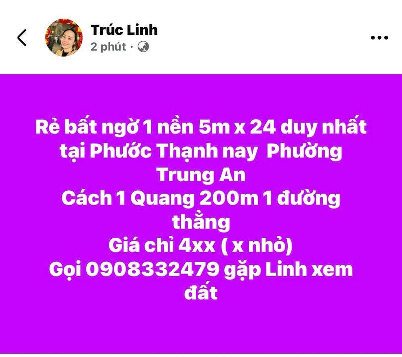 Đất nền Phường An Hòa 120m² giá chỉ 4xx triệu - Cơ hội đầu tư tốt!