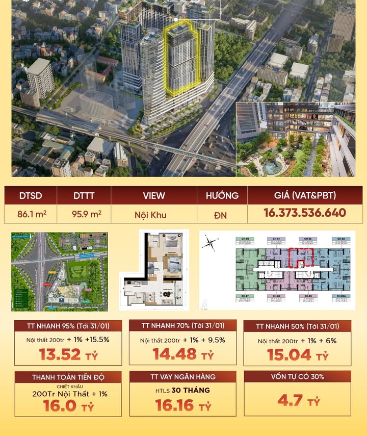 Căn hộ 2 phòng ngủ Vinhomes Ocean Park 86m² giá chỉ 13 tỷ - Cơ hội vàng đầu tư!