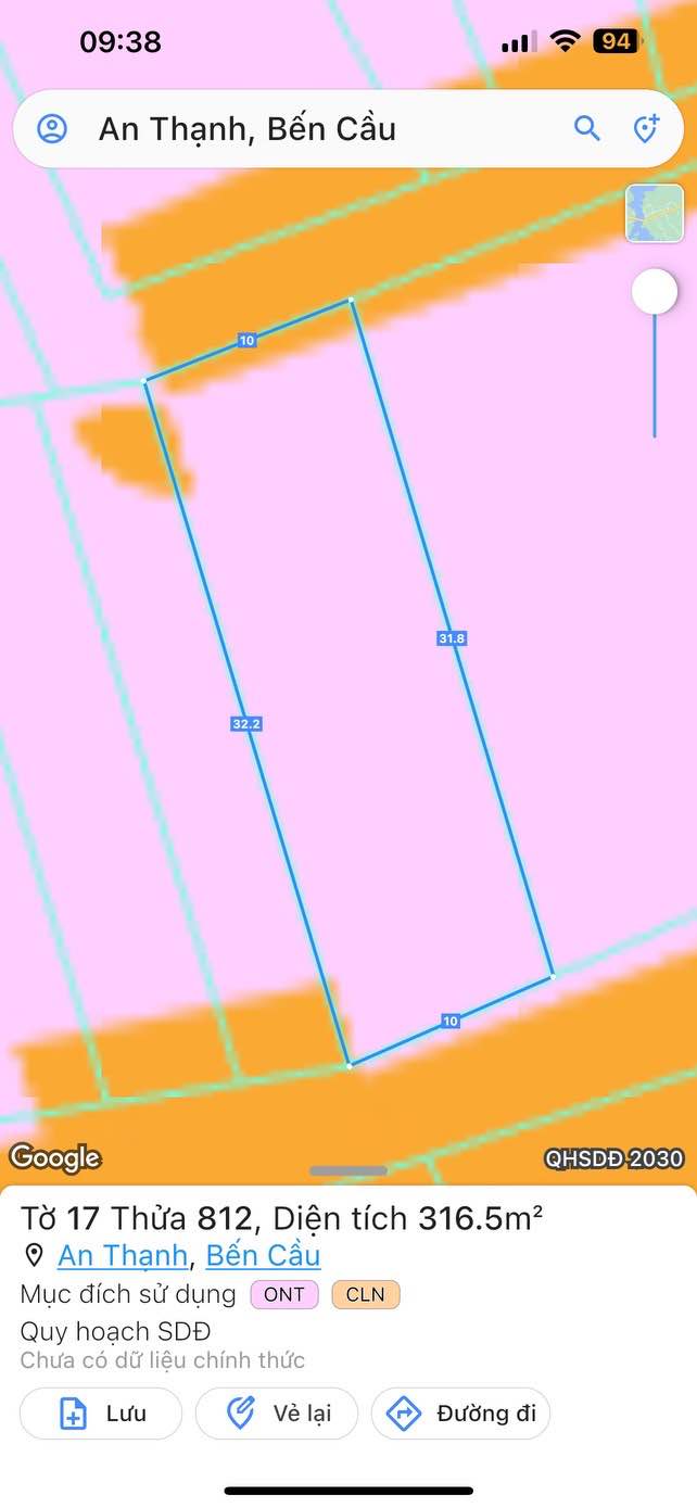 Đất thổ cư An Thạnh, Bến Cầu 316.5m² - Bán gấp, giá thỏa thuận!