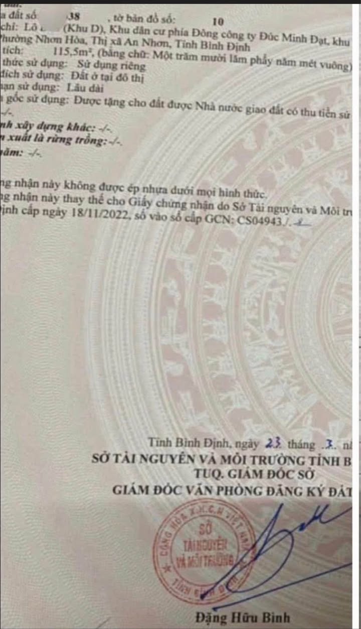 Đất nền tại Phường An Nhơn Nam, Bình Định 115.5m² - Giá chỉ 700 triệu!