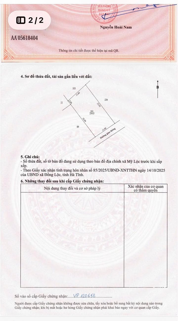 Đất nền Xã Đồng Lộc, Huyện Can Lộc, 239m² - Cần bán gấp cuối năm!