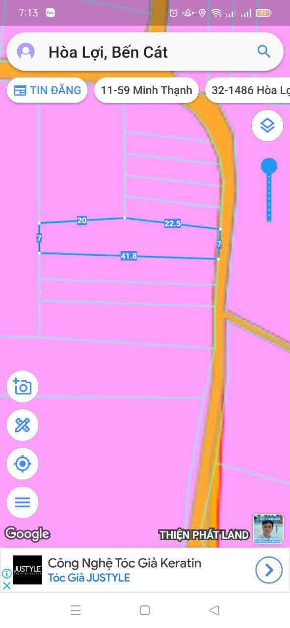 Đất nền Phường Hòa Lợi, Bến Cát 294m² giá 1,55 tỷ - Cơ hội đầu tư tuyệt vời!