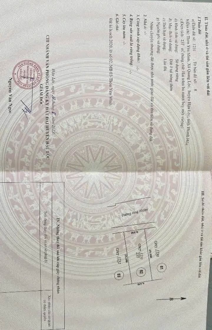 Đất thổ cư thôn Yên Minh, Nho Quan 237m² giá chỉ 1,75 tỷ - Đầu tư sinh lời ngay!