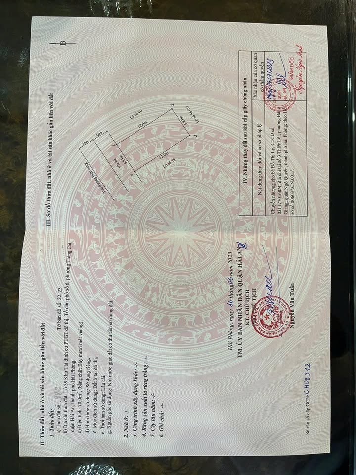 Lô đất tái định cư Tràng Cát, Hải An 70m² giá 3.92 tỷ - Pháp lý rõ ràng!