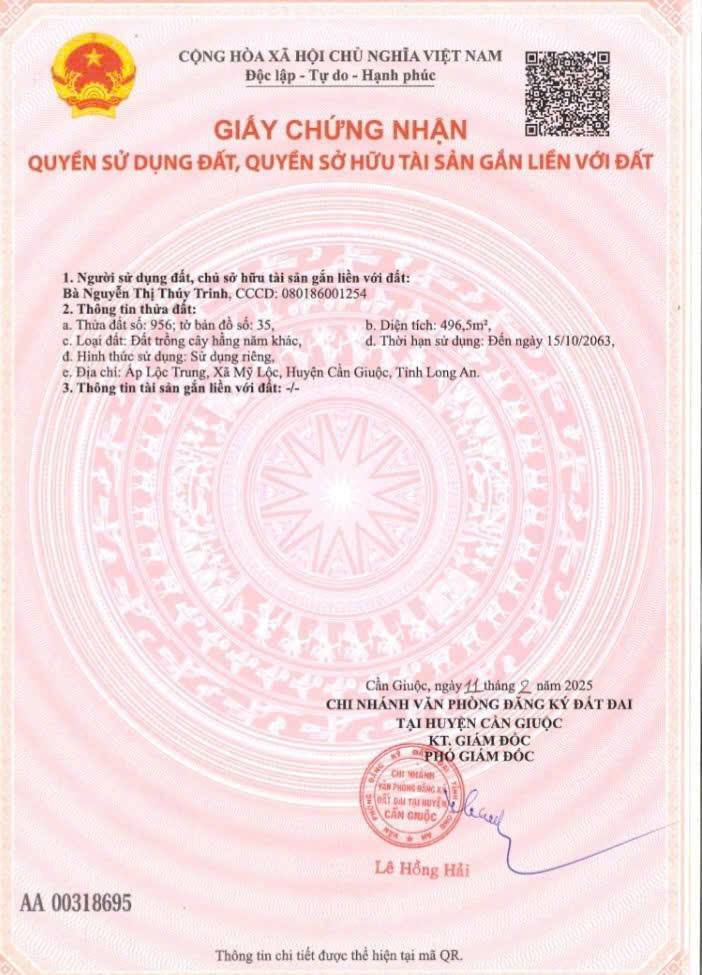 Đất vườn Ấp Lộc Trung, Long An 496m² - Nền cao ráo, giao thông thuận tiện!