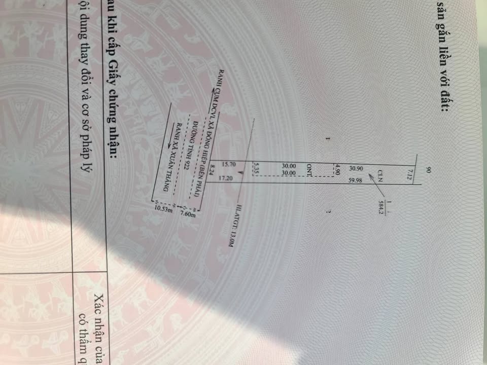 Đất nền ĐT922, Huyện Cờ Đỏ, 584m², Giá 1.1 tỷ - Cơ hội đầu tư tuyệt vời!