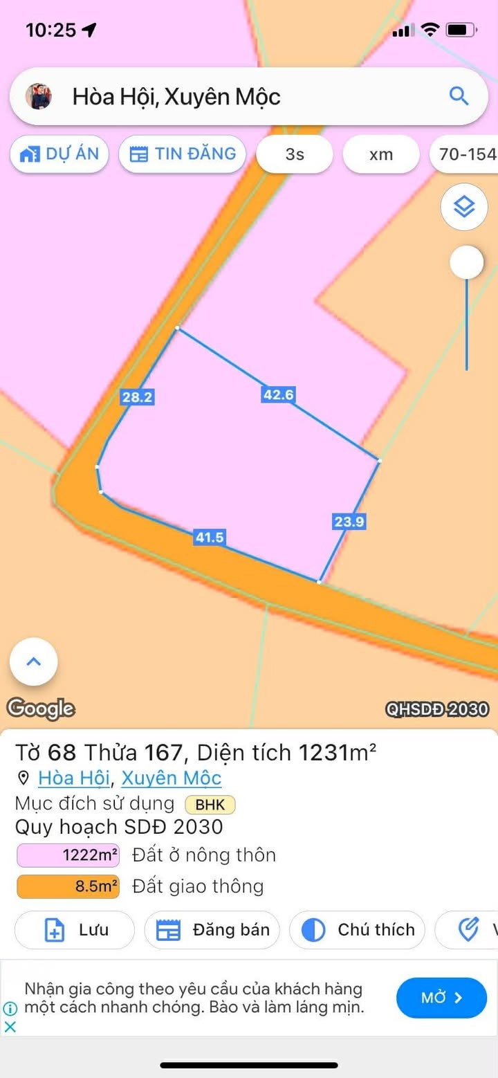 Đất lô góc 2 mặt đường nhựa Hòa Hội, 1231m² giá 2.15 tỷ - Cơ hội đầu tư tuyệt vời!