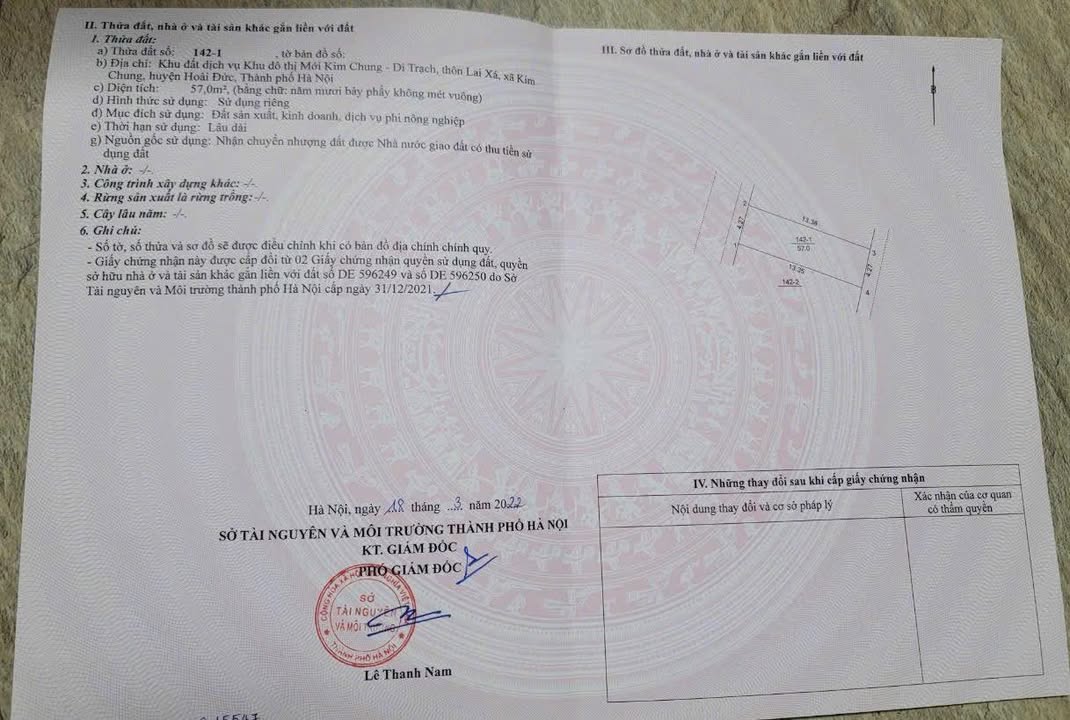 Đất nền Xã Kim Chung, Huyện Hoài Đức 57m² - Vị trí đắc địa, giá tốt cho đầu tư!