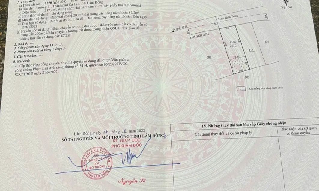 Đất nền Phường 11 Đà Lạt 287m² giá tốt – Pháp lý sổ hồng, phù hợp đầu tư lâu dài!