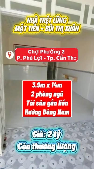 Nhà mặt tiền Bùi Thị Xuân, Sóc Trăng, 54m² chỉ 2 tỷ - Sổ hồng chính chủ!