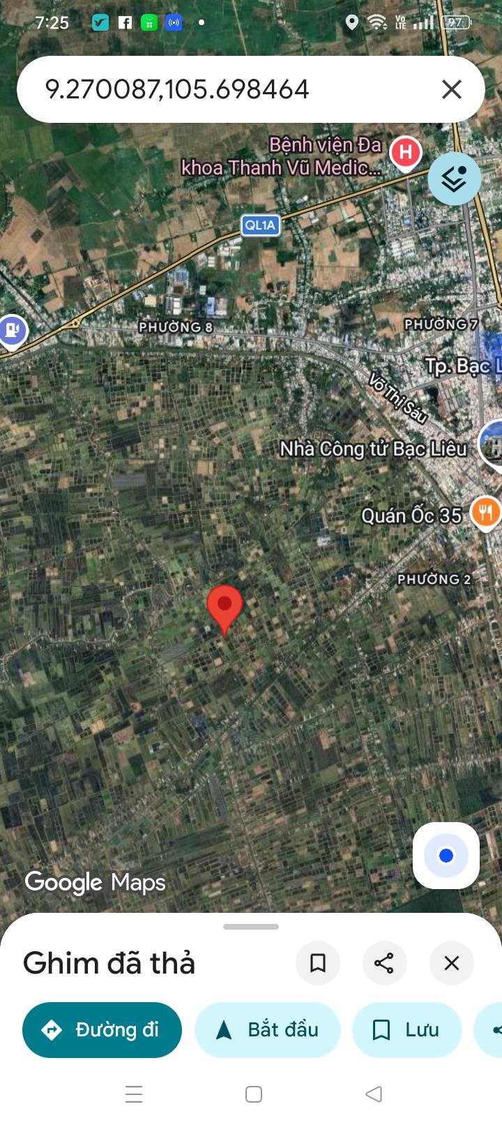 Đất nền Bạc Liêu 10 công (10014,7m²) - Đường đất, gần kênh, giá tốt!