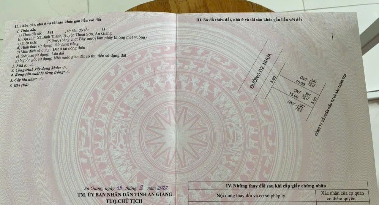 Đất nền Chợ Bình Thành, Thoại Sơn - 75m² chỉ 700 triệu - Đầu tư sinh lời!