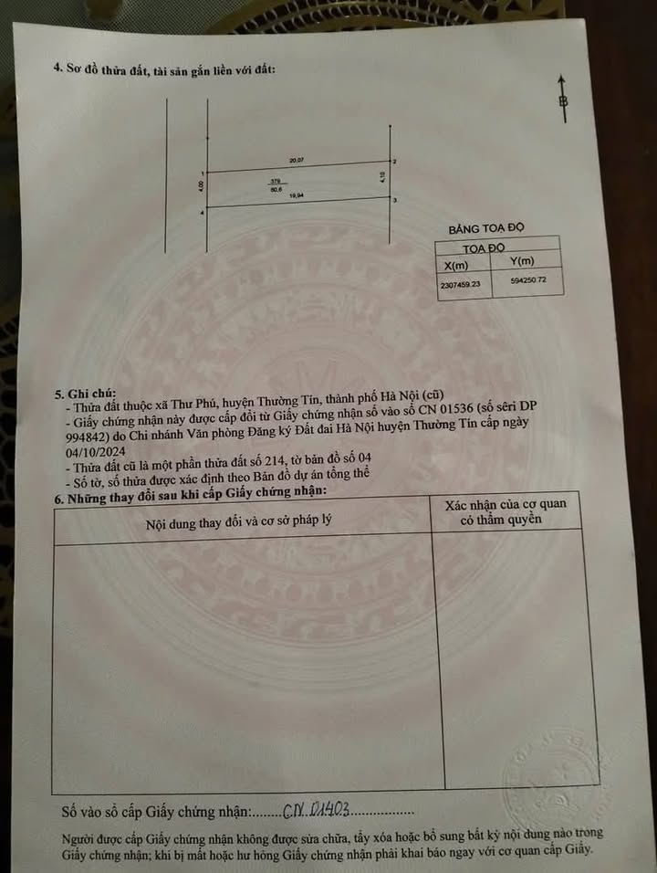 Đất nền Thư Phú, Thường Tín 80.6m² giá thỏa thuận - Đường rộng ô tô đỗ cửa!