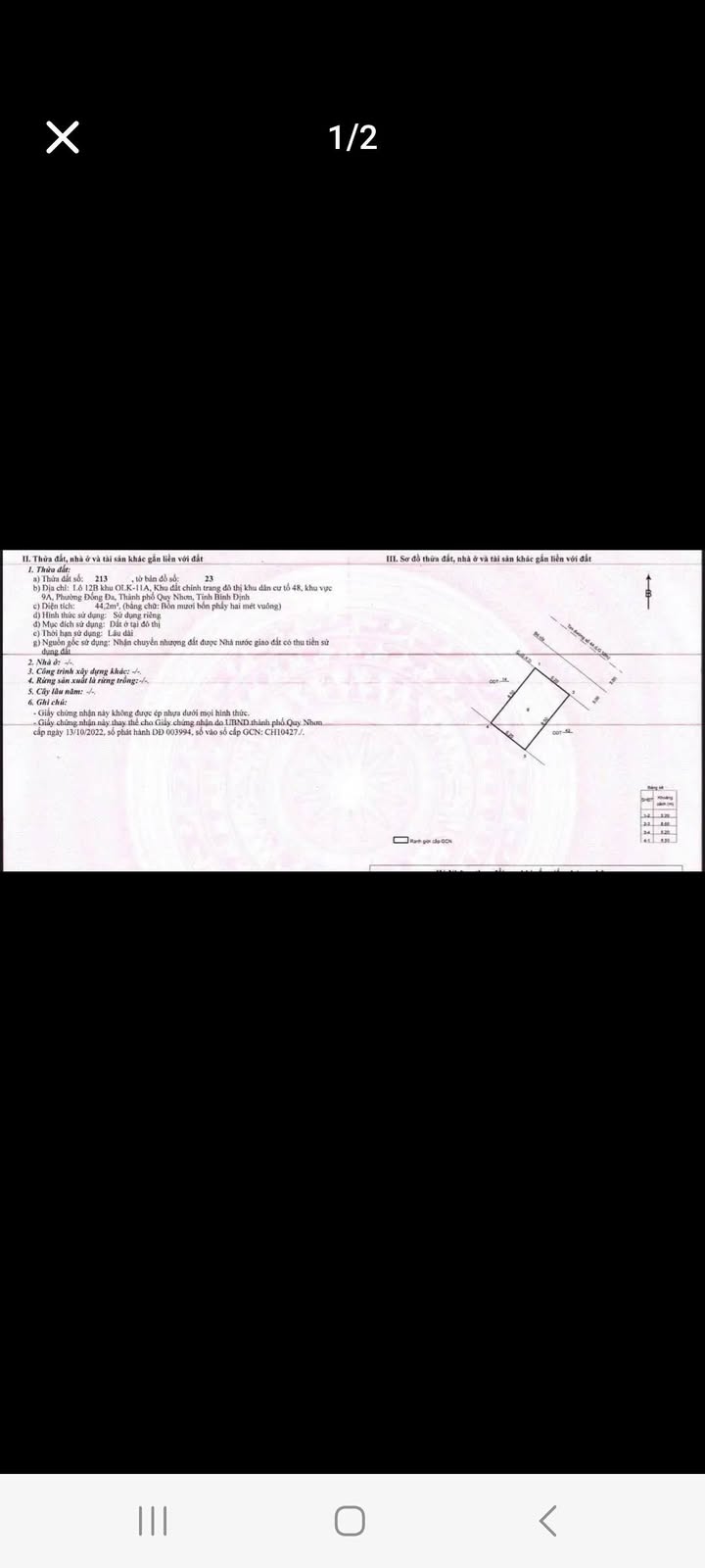 Đất nền Phường Đống Đa, Quy Nhơn 44m² giá 2.699 tỷ - Cơ hội đầu tư hấp dẫn!