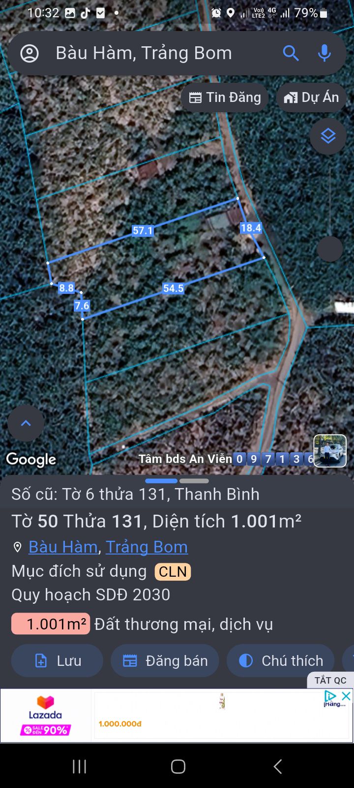 Đất thổ cư 360m² Xã Thanh Bình, Trảng Bom chỉ 1 tỷ - Sổ hồng chính chủ!