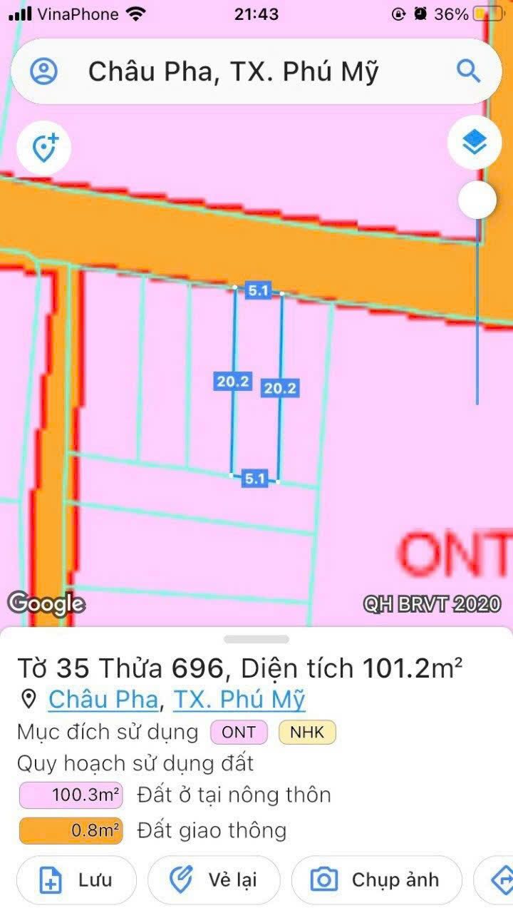 Đất nền chính chủ Châu Pha, Phú Mỹ 102m² giá 1.2 tỷ - Đường nhựa, sổ hồng đầy đủ!