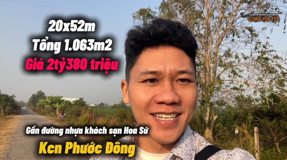Đất nền KCN Phước Đông, Tây Ninh 1063m² giá 2.38 tỷ - Đầu tư sinh lời ngay!