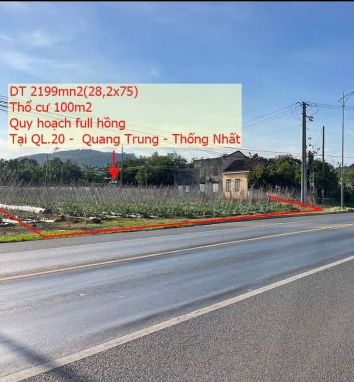 Đất mặt tiền QL 20, Xã Quang Trung, 2199m² giá 15 tỷ - Cơ hội đầu tư hấp dẫn!