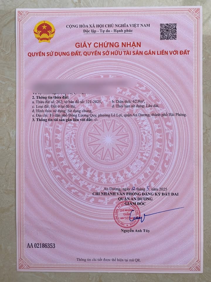 Đất nền TDP Lương Quy - Lê Lợi - An Dương 63m² giá 2.05 tỷ - Tiềm năng đầu tư lớn!