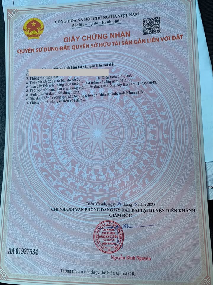 Lô đất thổ cư 123m² thôn Trường Lạc - Giá chỉ 1.23 tỷ, xây dựng tự do!