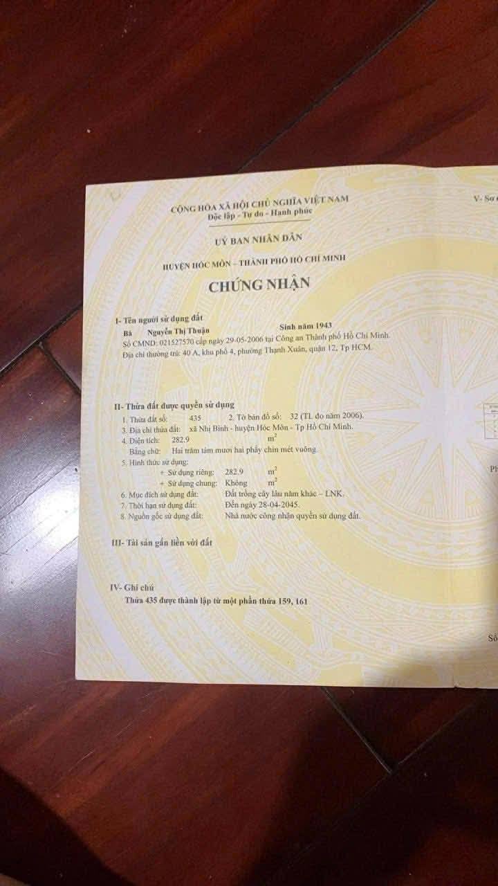 Đất trồng cây Nhị Bình, Hóc Môn 282m² giá 3 tỷ - Chính chủ bán gấp!