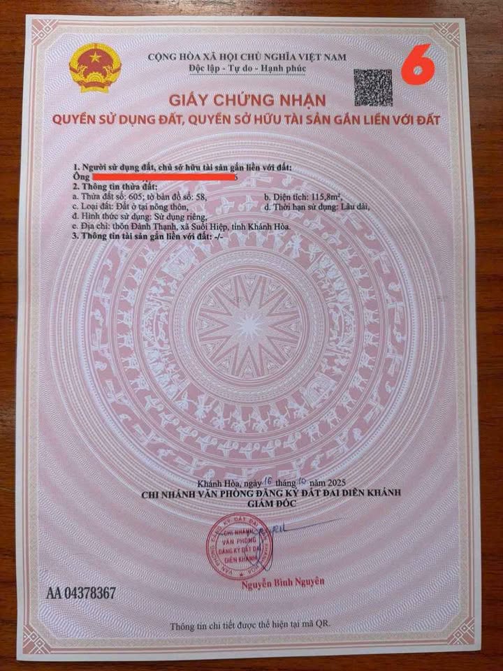 Đất thổ cư 116m² tại Thôn Đảnh Thạnh, huyện Diên Khánh - Giá chỉ 699 triệu!