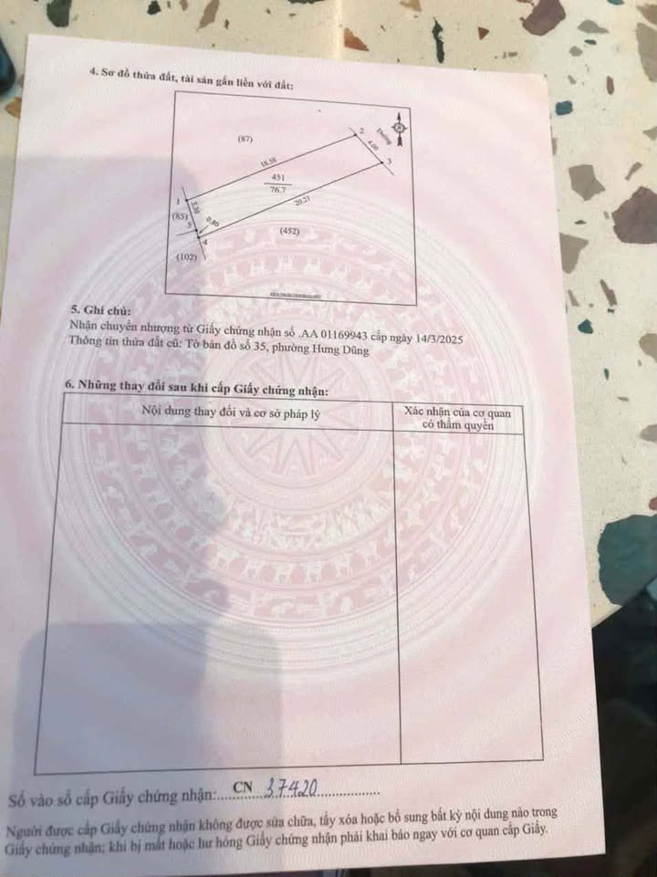 Đất nền Hưng Dũng, TP Vinh 76.7m² giá 3.3 tỷ - Đường trước đất 5m