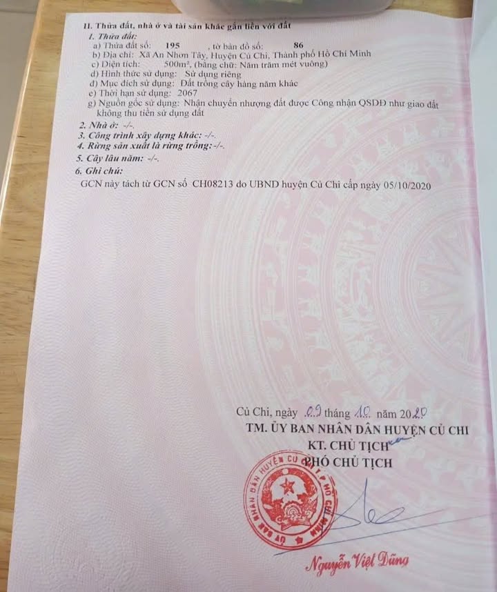 Đất xã An Nhơn Tây, huyện Củ Chi 500m² giá 950 triệu - Cơ hội đầu tư tuyệt vời!