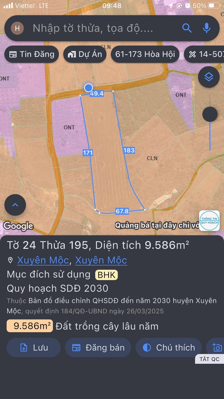 Đất nền Xuyên Mộc 9586m² giá 8 tỷ - Đầu tư sinh lời ngay!