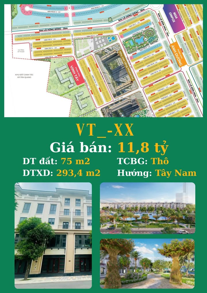 Nhà liền kề Vịnh Tây Gia Lâm 75m² giá 11.8 tỷ - Giảm sâu 800 triệu!