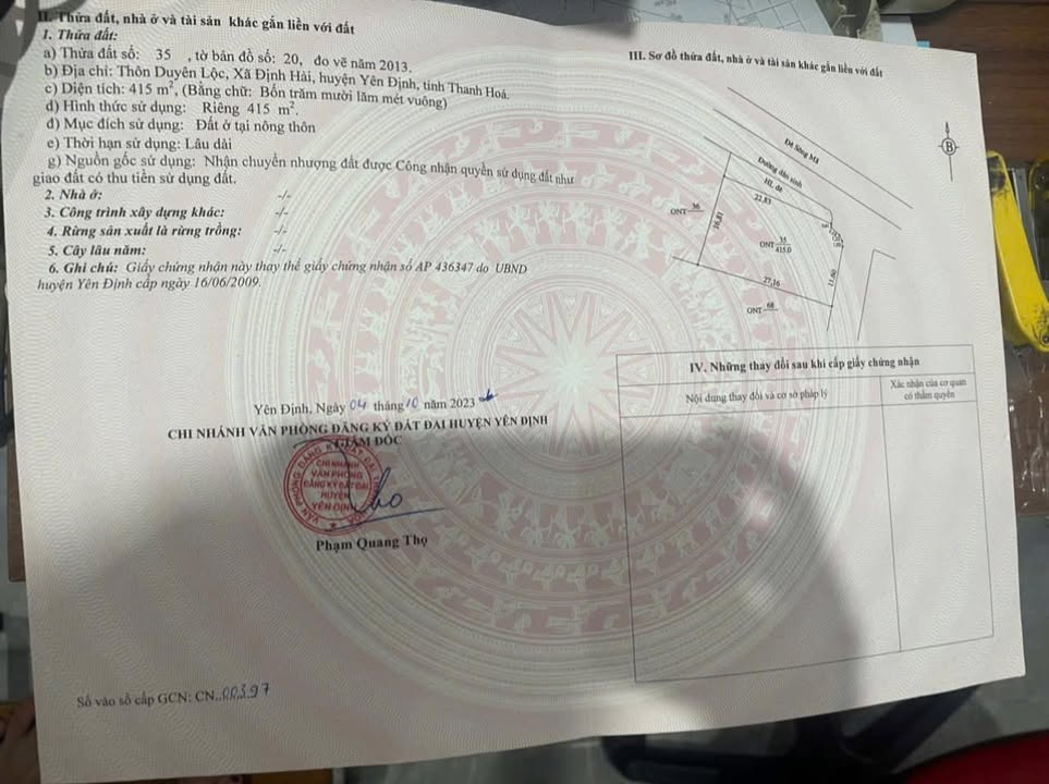 Lô đất mặt tiền 400m² tại Định Hải, Yên Định - View Sông Mã, giá thỏa thuận!