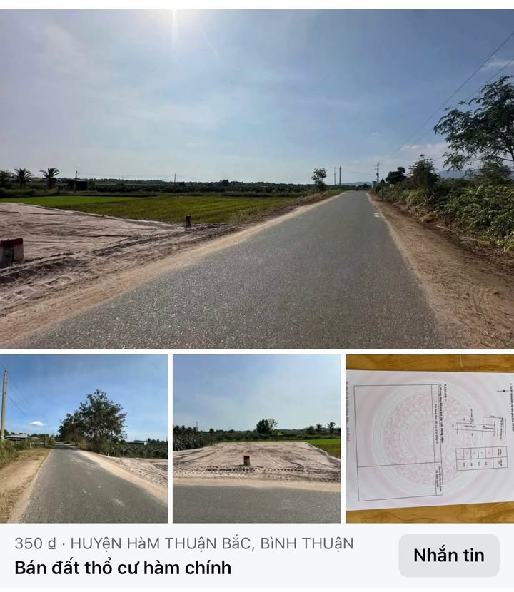 Đất nền 150m² tại Xã Hàm Chính, Huyện Hàm Thuận Bắc giá 350 triệu - Sổ đỏ chính chủ!
