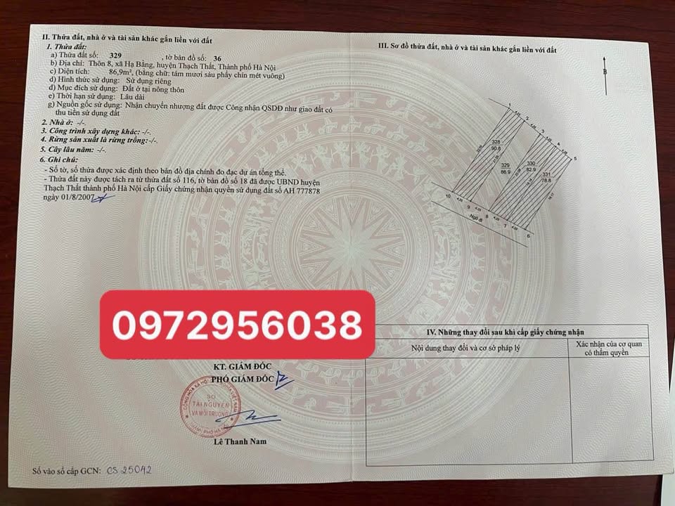 Đất thổ cư Hạ Bằng 86m² giá 2.58 tỷ - Bán gấp trước Tết!