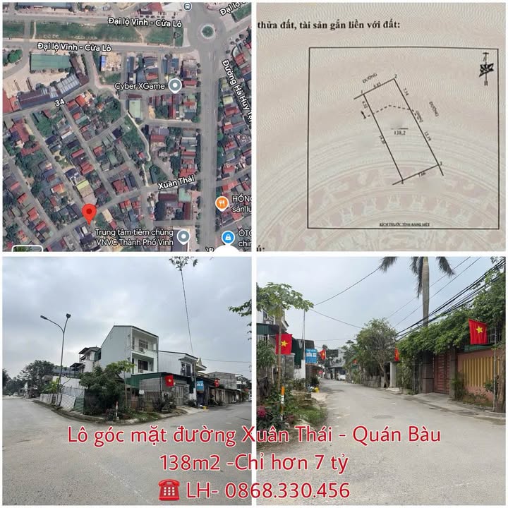 Đất mặt đường Xuân Thái, Quán Bàu 138.2m² giá 7.4 tỷ - Đầu tư lý tưởng!
