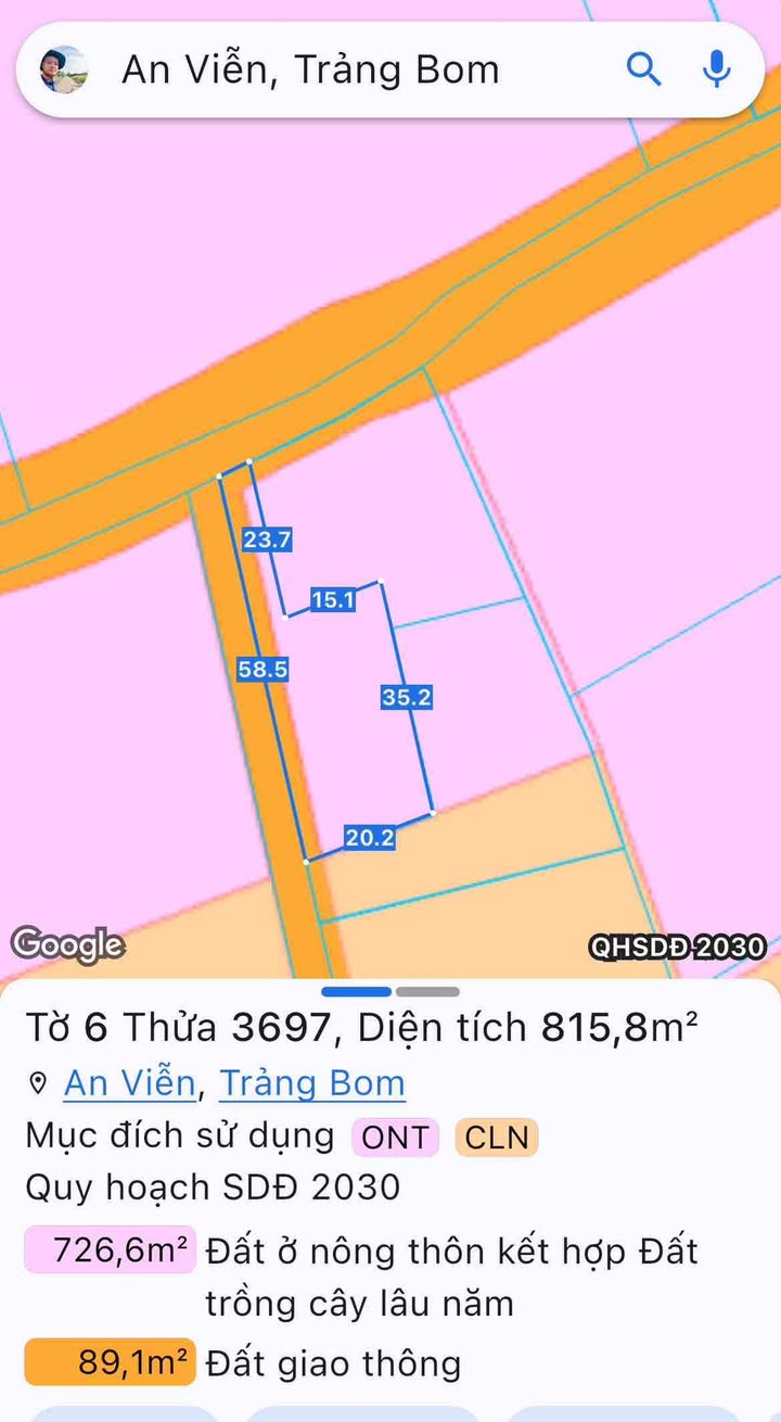 Đất nền An Viễn, Trảng Bom 816m² giá 4 tỷ - Đầu tư sinh lời hấp dẫn!