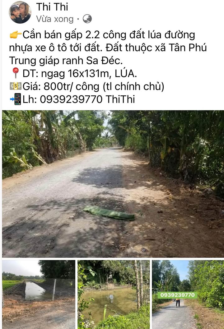 Đất nông nghiệp 2.2 công tại xã Tân Phú Trung - Giá chỉ 1.76 tỷ, chính chủ!