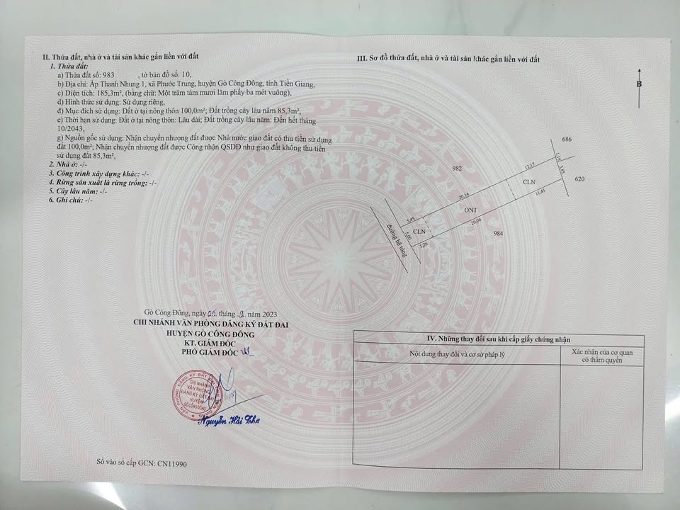 Đất nền 185m² xã Phước Tân Hưng, huyện Châu Thành, Long An - Giá chỉ 330 triệu VND