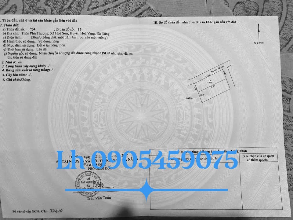 Đất nền 2 mặt tiền Phú Thượng 136m² giá 1 tỷ - Đầu tư sinh lời ngay!