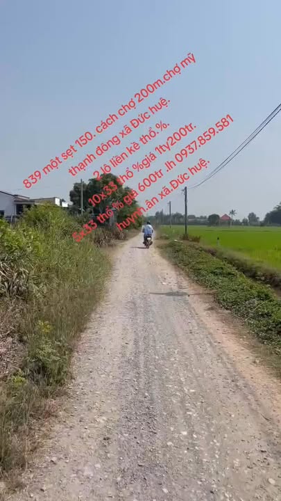 Đất nền 165m² đường 839, xã Mỹ Thạnh Đông, giá 600 triệu - Sổ hồng riêng chính chủ!