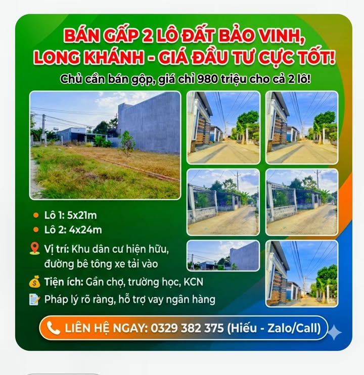 Đất Bảo Vinh Long Khánh 196m² giá 980 triệu - Cơ hội đầu tư hấp dẫn!