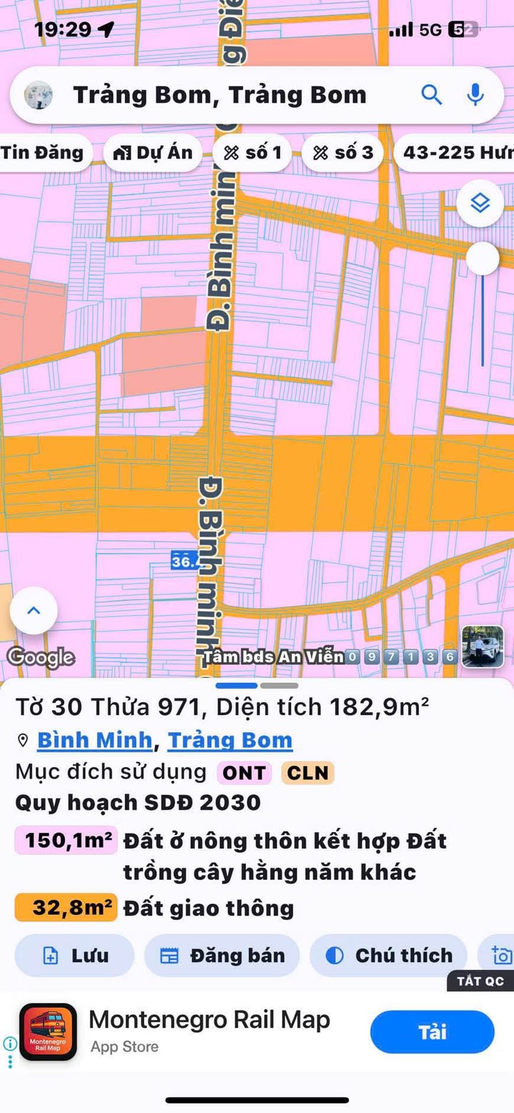Lô đất mặt tiền kinh doanh Bình Minh, Trảng Bom 182.9m² - Cơ hội đầu tư tuyệt vời!