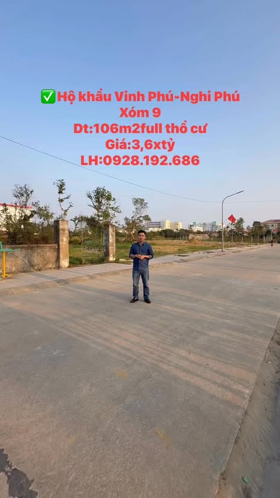 Đất nền khu Nghi Phú - Vinh 106m² giá 3,6 tỷ - Cơ hội đầu tư hiếm có!
